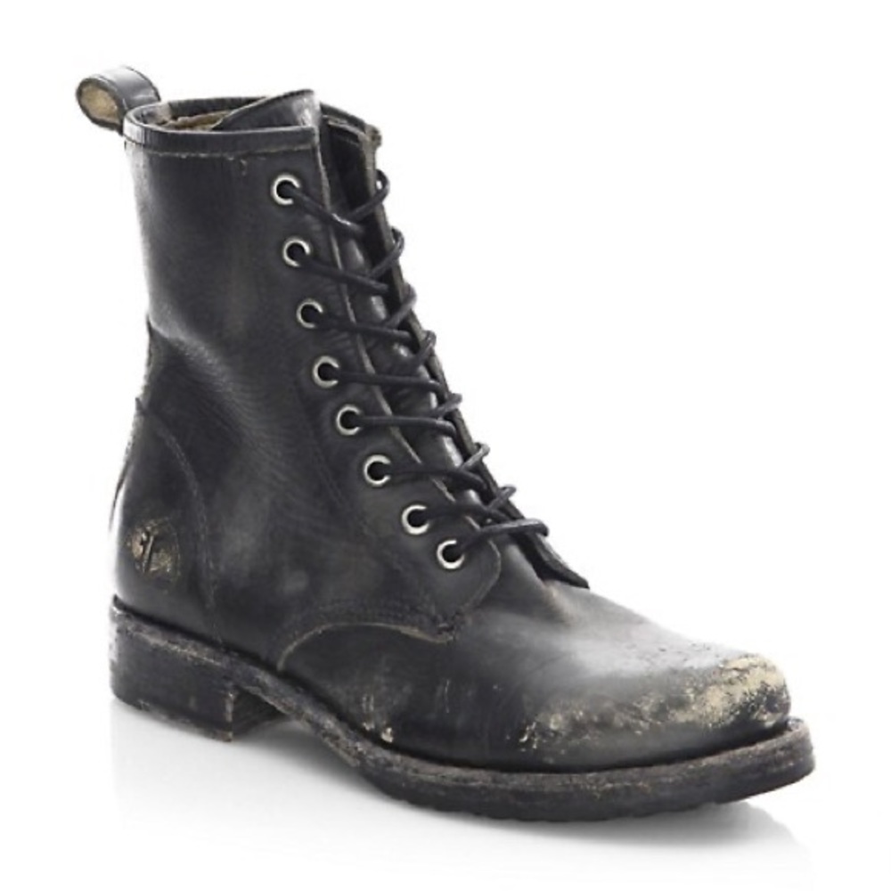 😍 Frye Veronica Lace-Up Distressed Leather Combat Boots - WMN US 7.5 - LIKE NEW